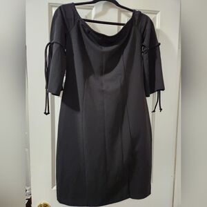 Alexia Admor Black Midi Sheath Dress 3/4 Sleeve